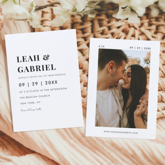 Convites Casamento de Foto Mínima Moderno em Negrito (Criador carregado)