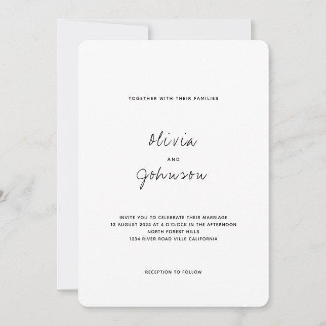 Convites Casamento de Foto Minimalista (Frente)