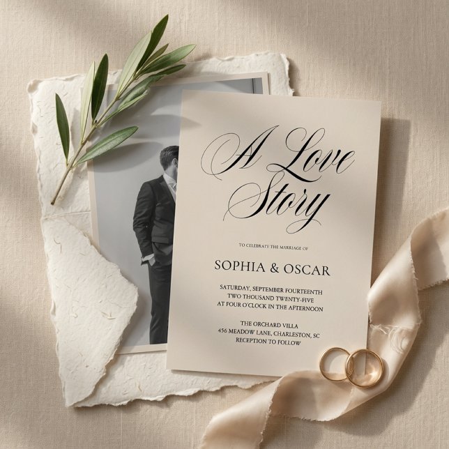 Convites  Casamento de Foto Minimalista Elegante  (Criador carregado)