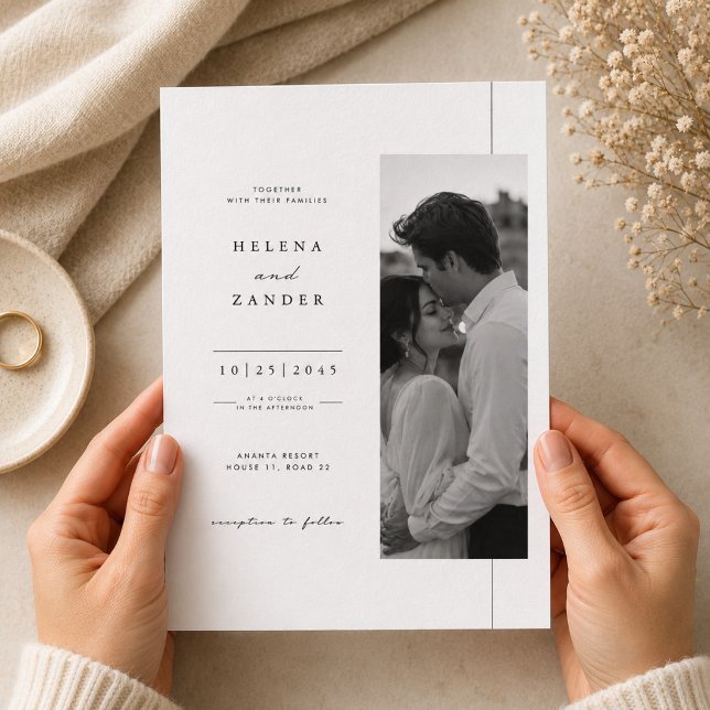 Convites Casamento de Foto Minimalista Elegante (Criador carregado)