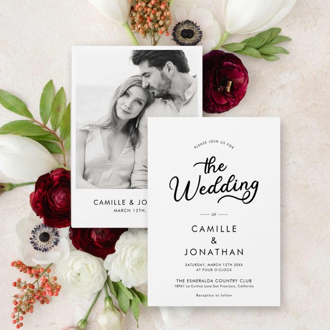 Convites Casamento de Foto Minimalista Elegante (Elegant Minimalist Photo Wedding Invite)