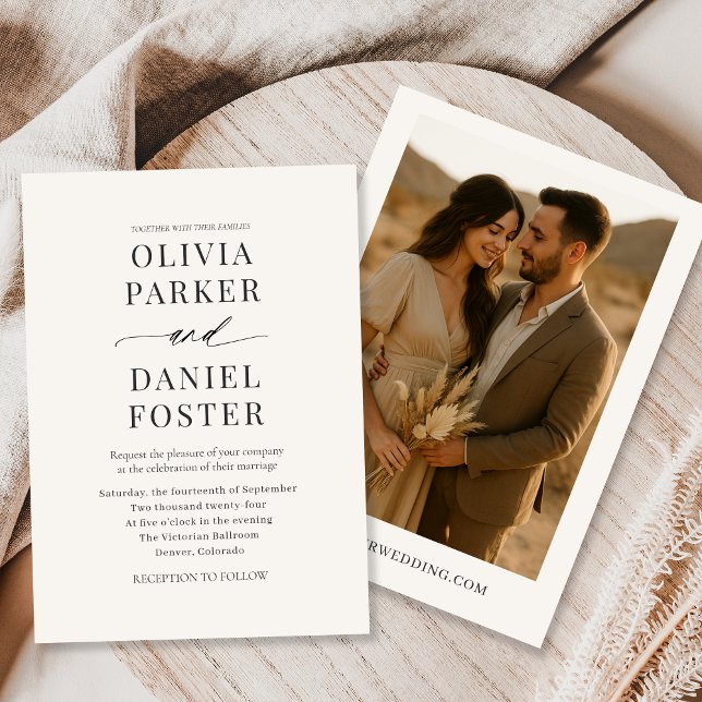 Convites Casamento de Foto Minimalista Elegante Boho (Criador carregado)