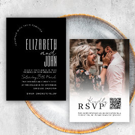Convites Casamento de Foto Minimalista RSVP de Código QR Br