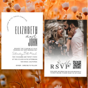 Convites Casamento de Foto Minimalista RSVP de Código QR Br