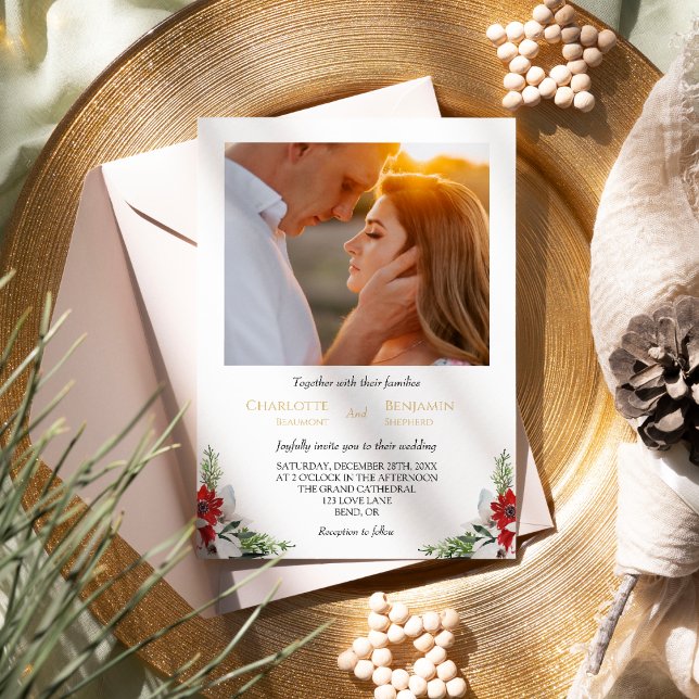 Convites Casamento de Foto Mínimo Clássico de Natal (Criador carregado)