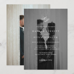 Convites Casamento de Foto Mínimo de Iniciais de Monograma 