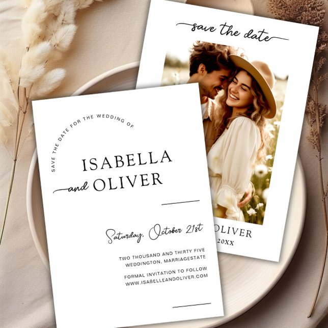 Convites Casamento de Foto Moderno Salve o Modelo de Convid (Modern Photo Wedding Save the Date Invite Template)