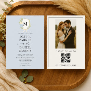 Convites Casamento de Foto Monograma com Crista de Hortênsi