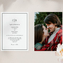 Convites Casamento de Foto Monograma Minimalista Simples