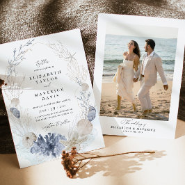 Convites Casamento de Foto na Praia Azul Costeira com Conch