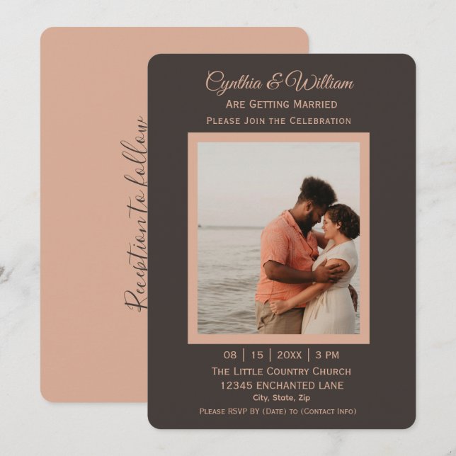 Convites Casamento de Foto Personalizada Simples e Elegante (Frente/Verso)