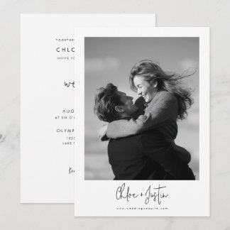 Convites Casamento de Foto Polaroid com Letra Moderna e Ele