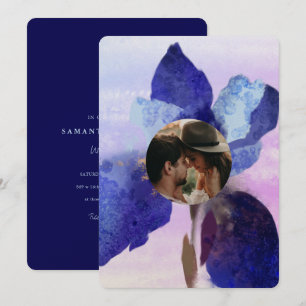 Convites Casamento De Foto Por Aquarela Chic Purple Iris Fl