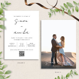 Convites Casamento de Foto por Código QR de Letra Moderna C