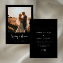 Casamento de Foto Preto Minimalista Moderno