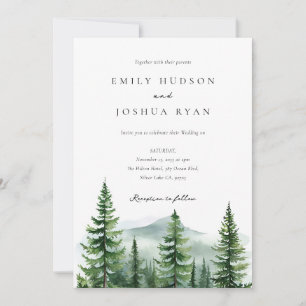 Convites Casamento de Foto QR da Floresta de Pine