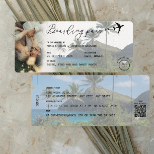 Convites Casamento de Foto QR de Embarque Tropical HAWAII