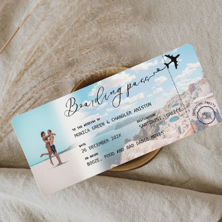 Convites Casamento de Foto QR de Passagem de Embarque de Gr