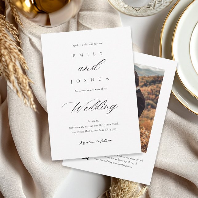 Convites Casamento de Foto QR do Script Elegante Moderno (Criador carregado)