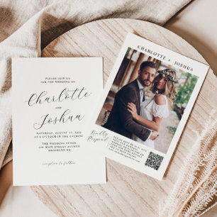 Convites Casamento de Foto QR RSVP de Detalhes Minimalistas