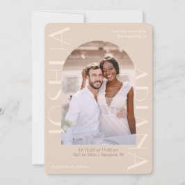 Convites Casamento de Foto QR Rsvp Neutro Elegante