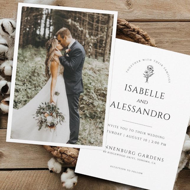 Convites Casamento de Foto Romântica Boho | Moderno Minimal (Criador carregado)