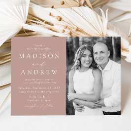 Convites Casamento de Foto Rosa Empoeirada Elegante Moderno