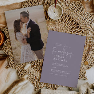 Convites Casamento de Foto Roxo de Lavanda Moderna