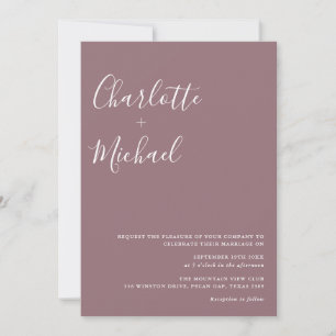 Convites Casamento de Foto Roxo Script Minimalista