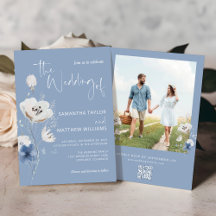 Casamento de Foto RSVP de Código QR Floral Dusty B