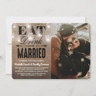 Convites Casamento de Foto Rústica Comer Beber e se Casar