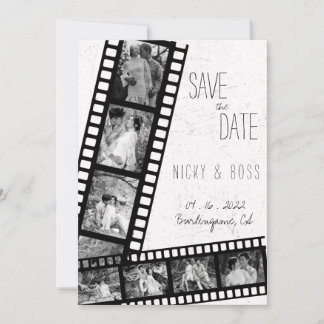 Convites Casamento de Foto Rústico Moderno Filme Salvar Dat
