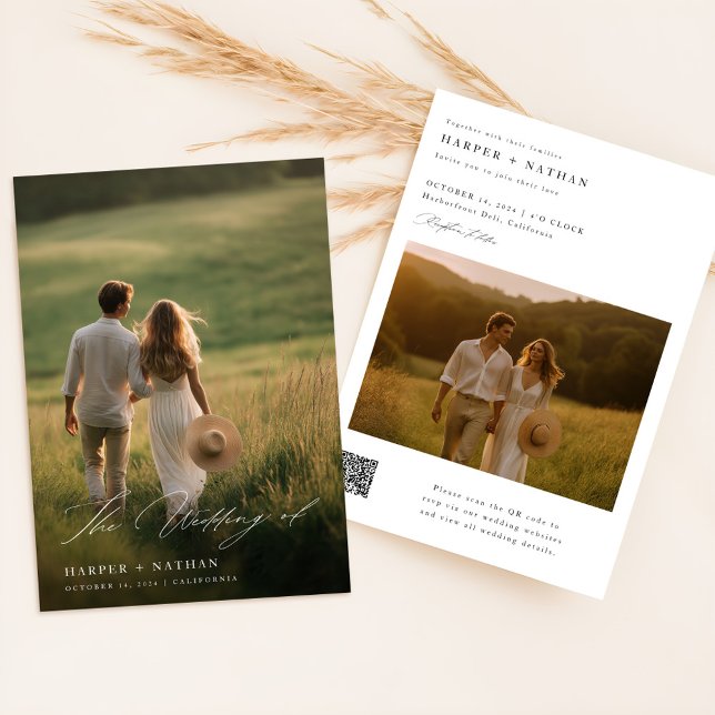 Convites Casamento de Foto Simples 2 do CÓDIGO QR de Boho M (Criador carregado)