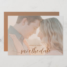 Convites Casamento de Foto Simples Chic Terracotta Salve a