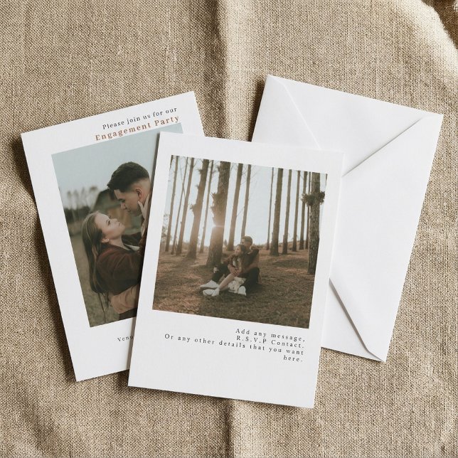 Convites Casamento de Foto Simples e Moderno Minimalista (Modern Minimalist Simple double Photo Wedding Invitation.)