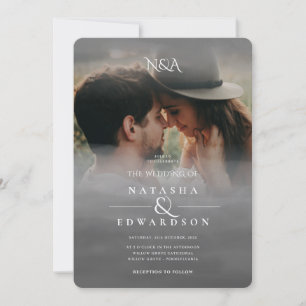 Convites Casamento de Foto Sobreposição Abstrata Prata Pret