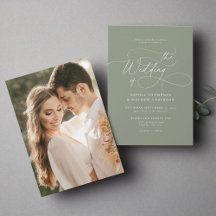 Casamento de Foto Verde de Sage Minimalista Elegan