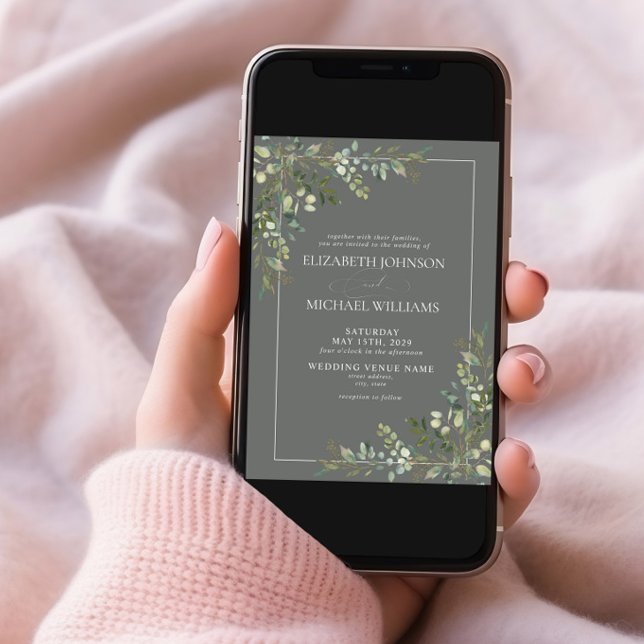 Convites Casamento de Foto Verde Eucalyptus Botanical Sage (Criador carregado)