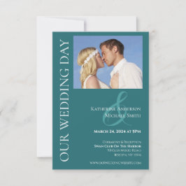 Convites Casamento de Foto Verde Moderno Simples Emerald -