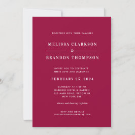 Convites Casamento de Foto Vermelho Magenta Brilhante Minim