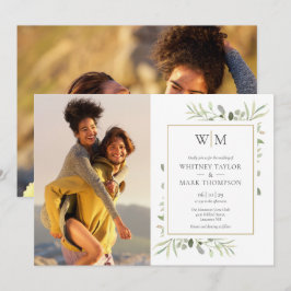 Convites Casamento de Fotografia Botânica com Folhagem Mono