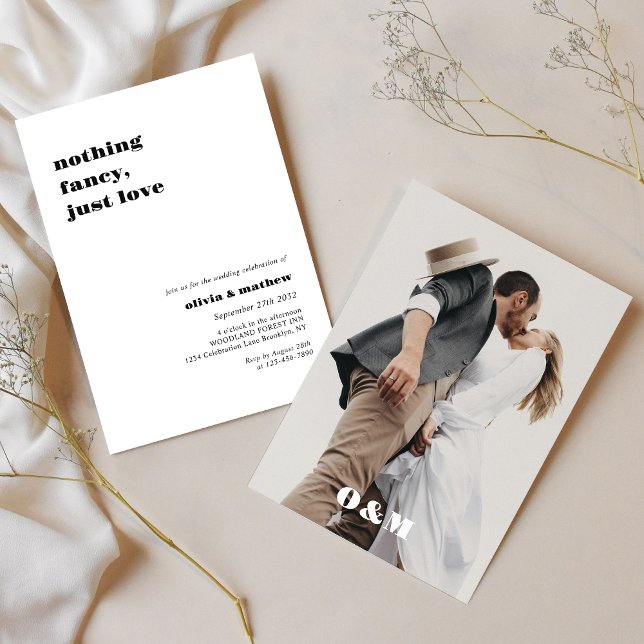 Convites Casamento de Fotografia Casual Bold Monograma (Criador carregado)