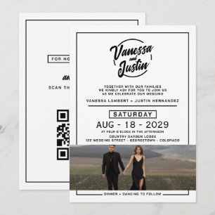 Convites Casamento de Fotografia Casual com Código QR