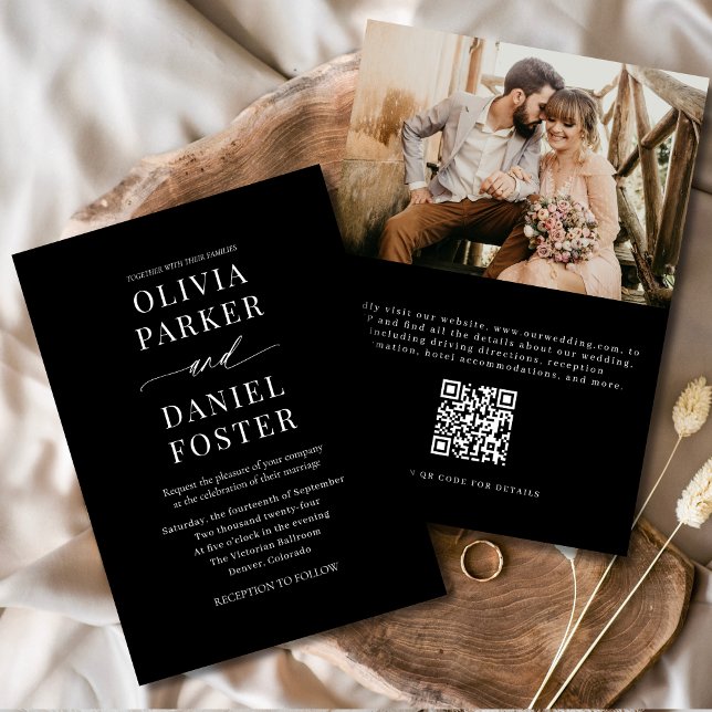 Convites Casamento de Fotografia Clássica do Código QR Pret (Criador carregado)