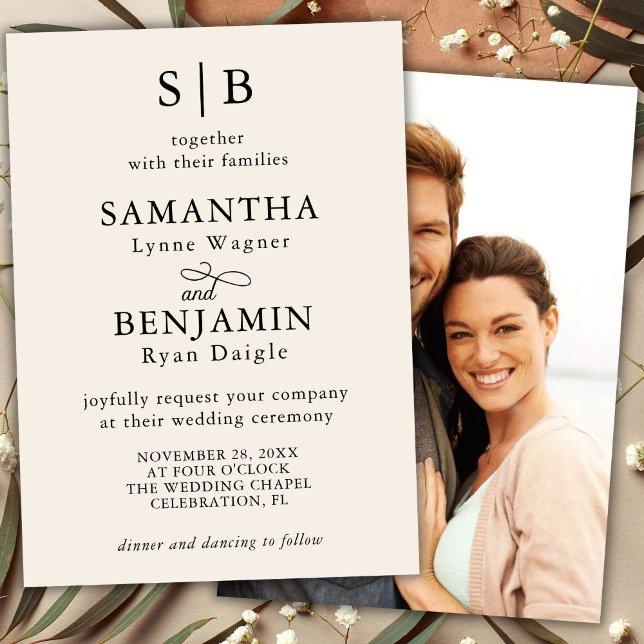 Convites Casamento de Fotografia Clássico do Monograma (Criador carregado)