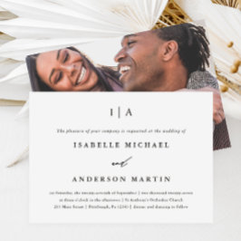 Convites Casamento de Fotografia Clássico em Preto e Monogr