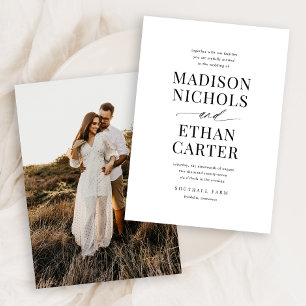 Convites Casamento de Fotografia com Caligrafia Simples Ele