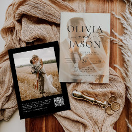 Convites Casamento de Fotografia com Código QR Elegante Min