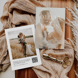 Convites Casamento de Fotografia com Código QR Elegante Min