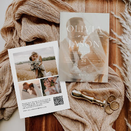 Convites Casamento de Fotografia com Código QR Elegante Min